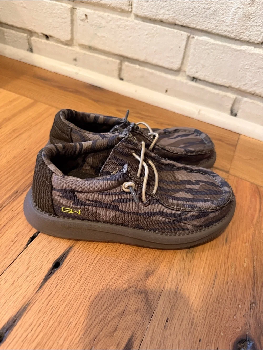 Kids Camouflage Slip-On Moccasins – Brown
